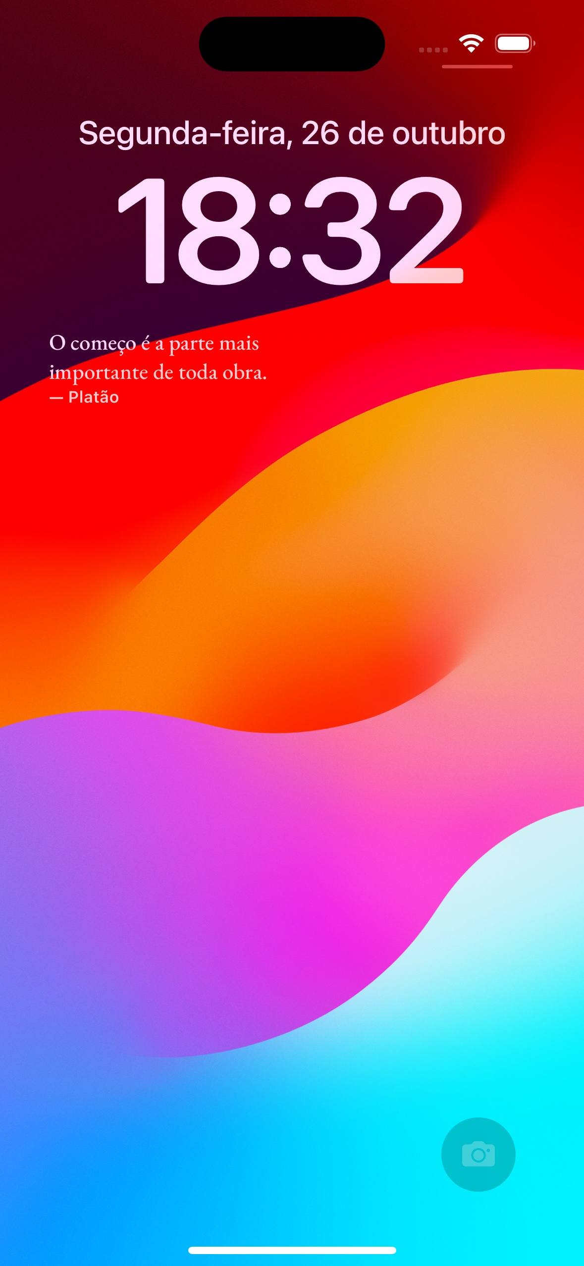 Tela de bloqueio do iPhone com uma frase de Platão do Vitralis