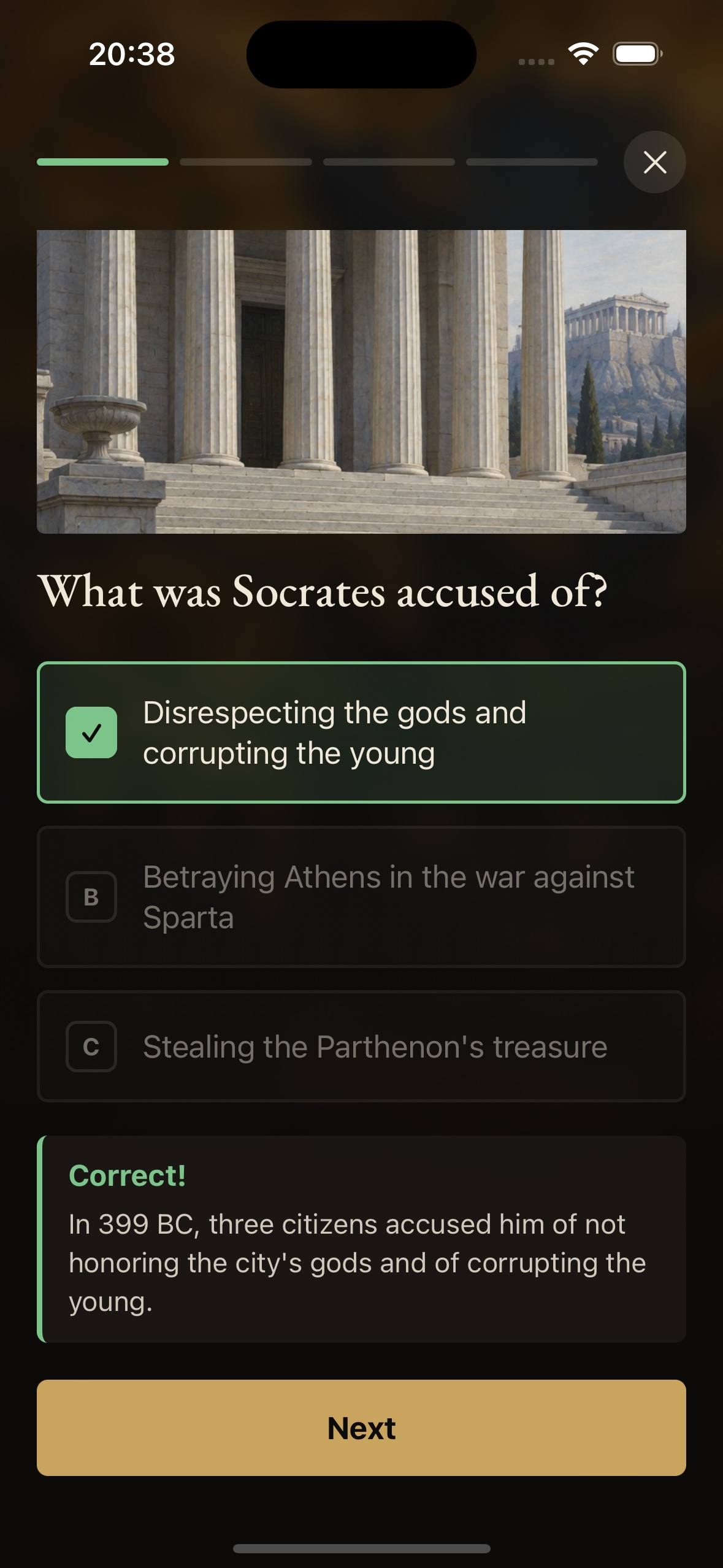 Four questions, and the fact stays with you.